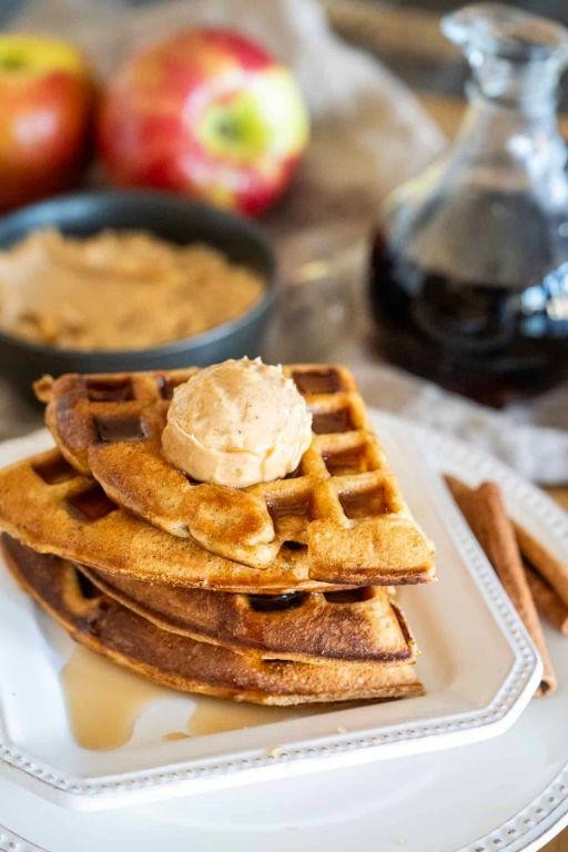 Apple Cinnamon Belgian Waffles with Cider Glaze