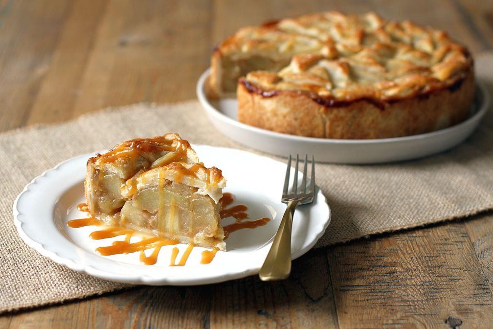 Apple Pie with Fresh Apples and Bourbon Caramel Sauce