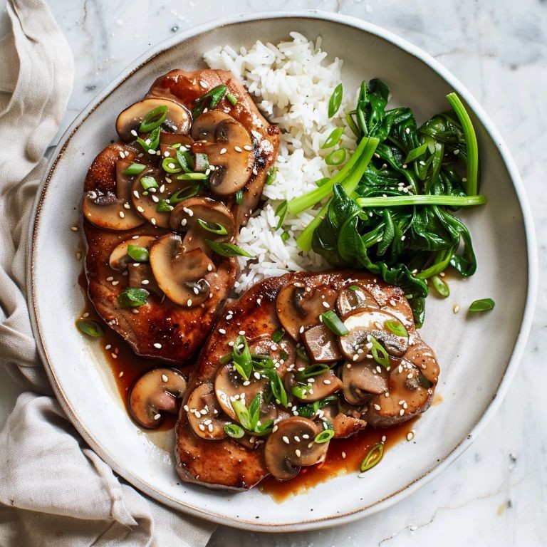 Asian-Inspired Mushroom Pork Chops with Soy Glaze