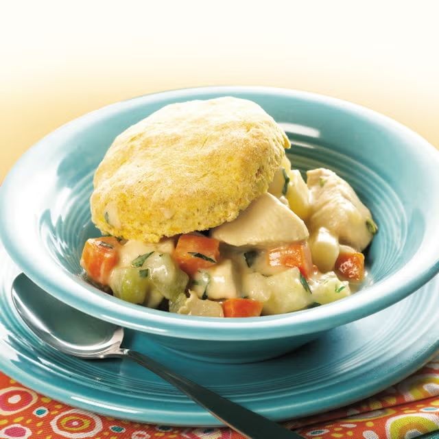 Autumn Chicken Pot Pie with Sweet Potato Biscuits