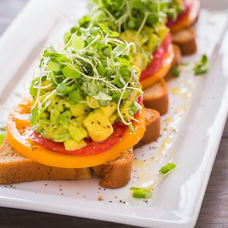 Avocado Toast with Heirloom Tomatoes and Microgreens