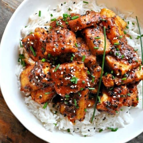 BBQ Glazed Fried Tofu