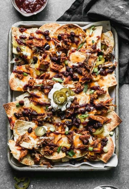 BBQ Pork Nachos with Jalapeños