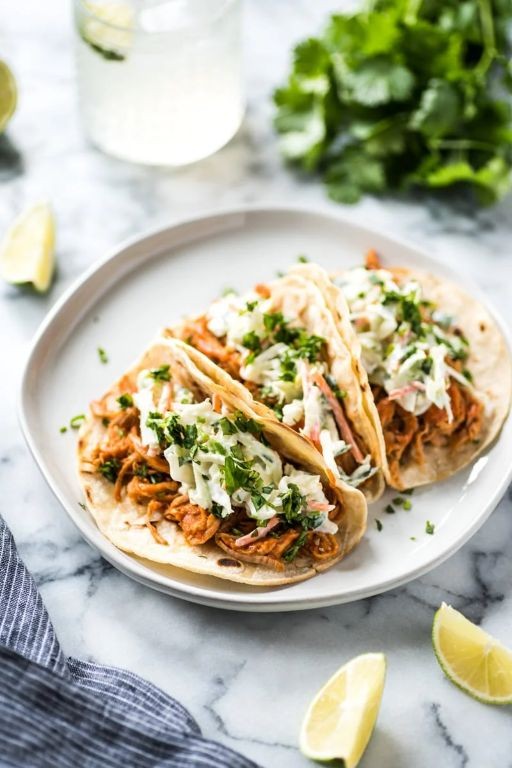 BBQ Pulled Pork Tacos with Avocado Lime Slaw