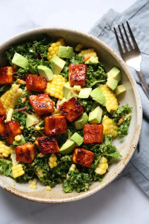 BBQ tofu salad with corn