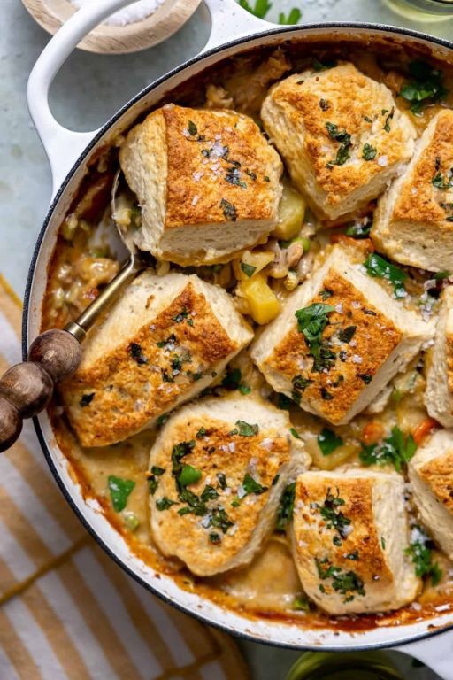 Bacon Chicken Pot Pie with Garlic Butter Biscuits
