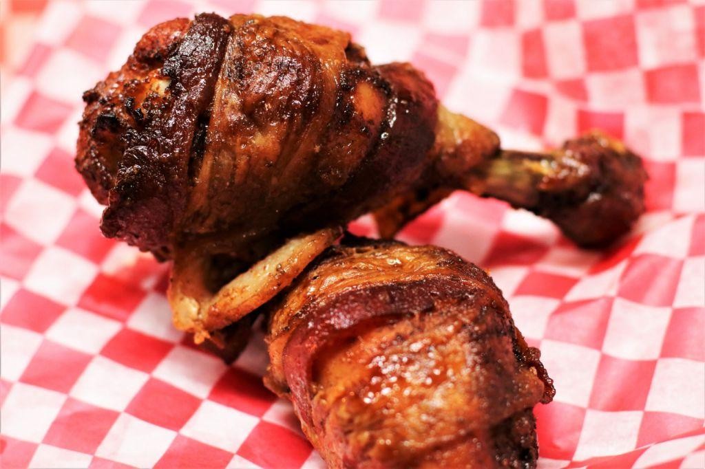 Bacon Wrapped BBQ Chicken Drumsticks
