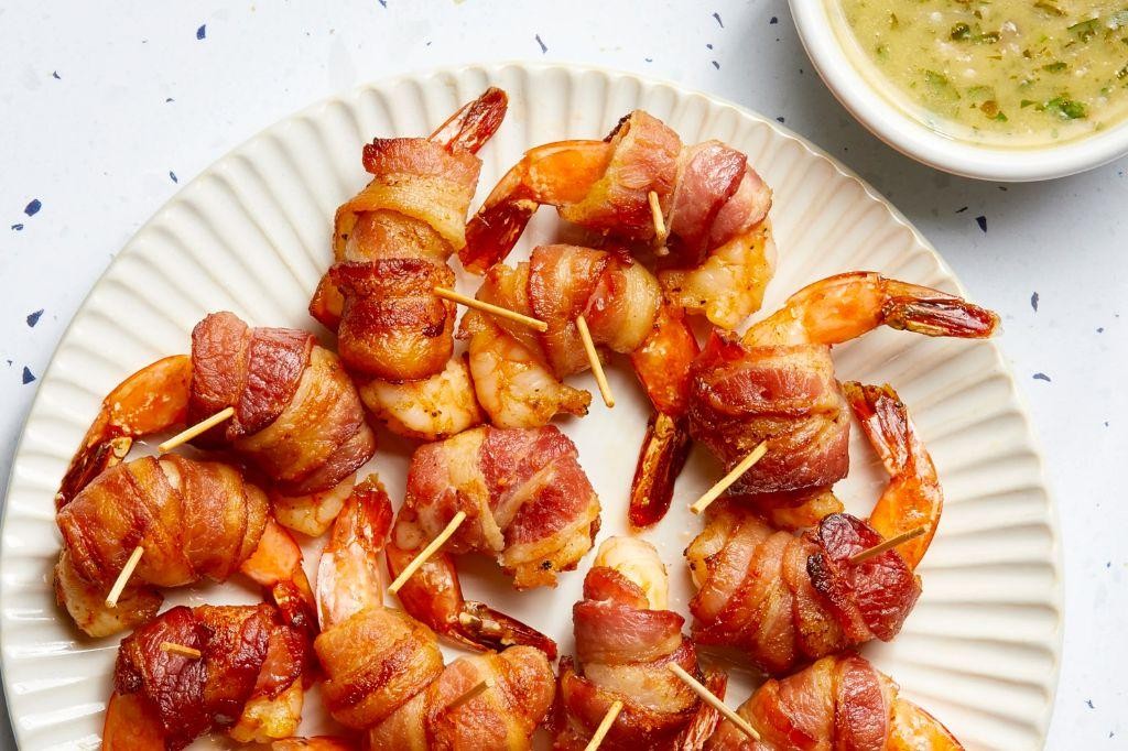 Bacon Wrapped Shrimp with Garlic Butter