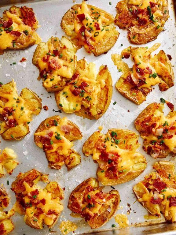 Bacon and Cheddar Smashed Red Skin Potatoes
