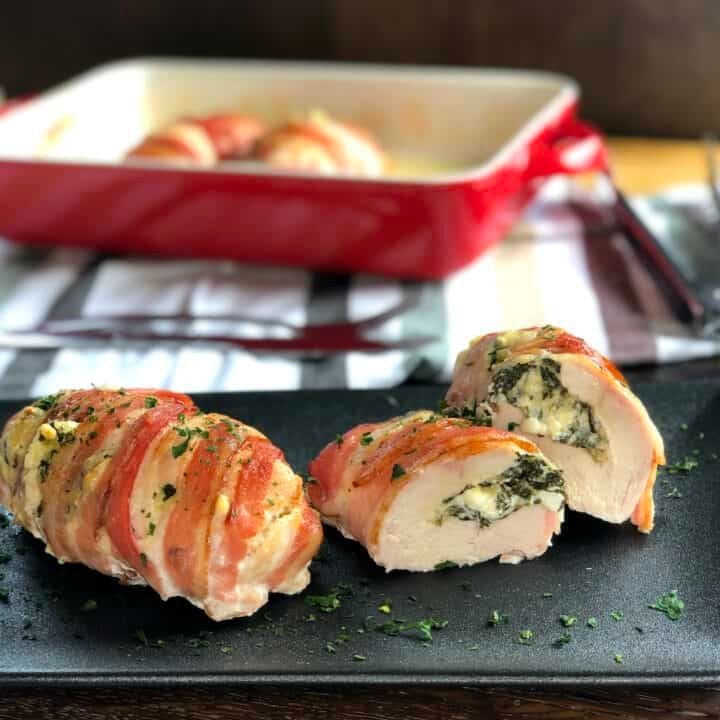 Bacon-Wrapped Chicken and Dressing Casserole