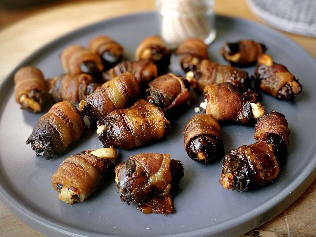 Bacon-Wrapped Dates Pintxos with Blue Cheese