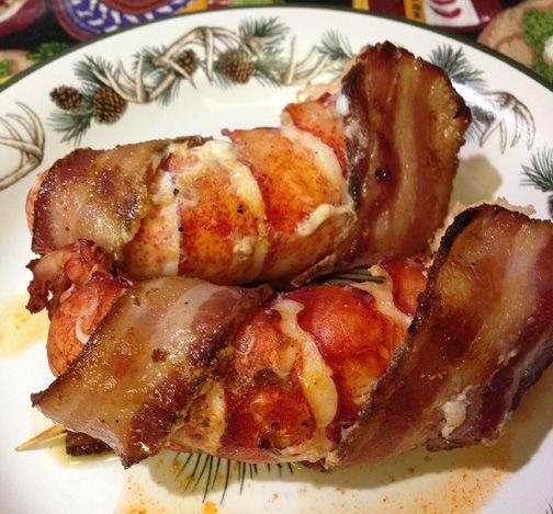 Bacon-Wrapped Grilled Lobster Tails