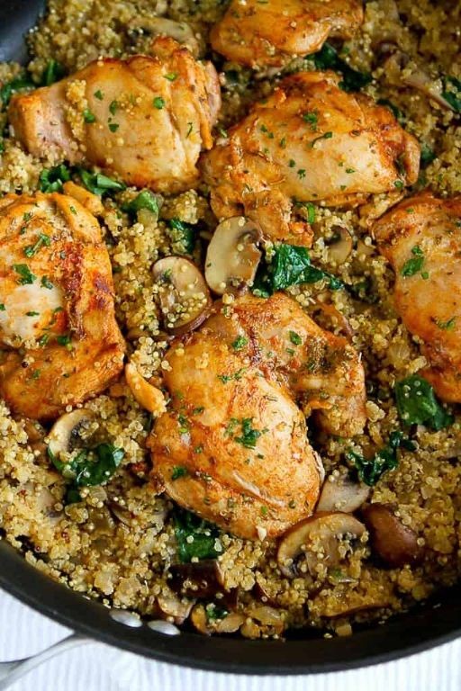 Baked Chicken Breast with Quinoa and Spinach