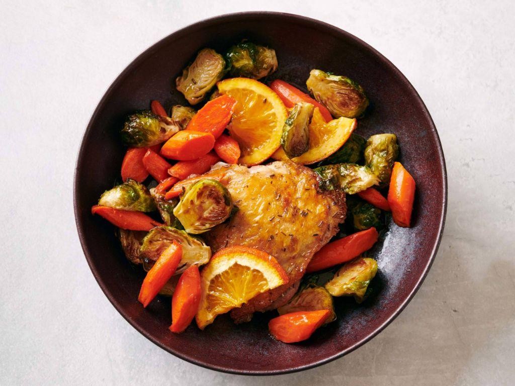 Baked Chicken Thighs with Rosemary and Roasted Carrots