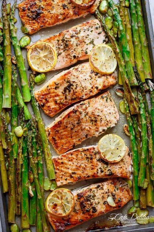 Baked Lemon Garlic Salmon with Asparagus