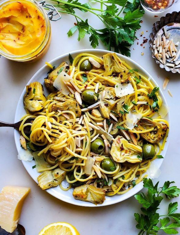 Baked Mostaccioli with Artichokes and Olives