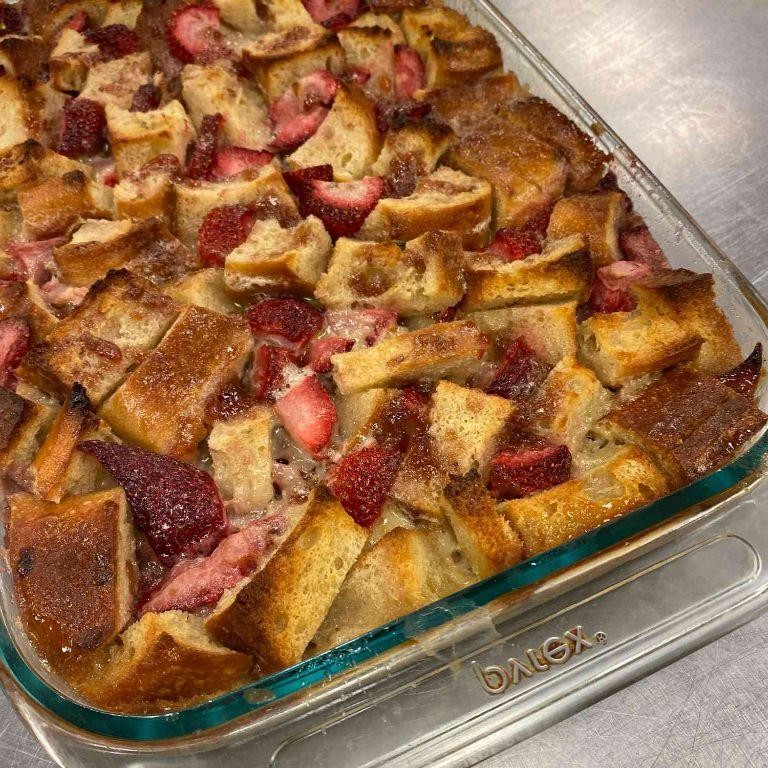 Baked Strawberry Bread Pudding