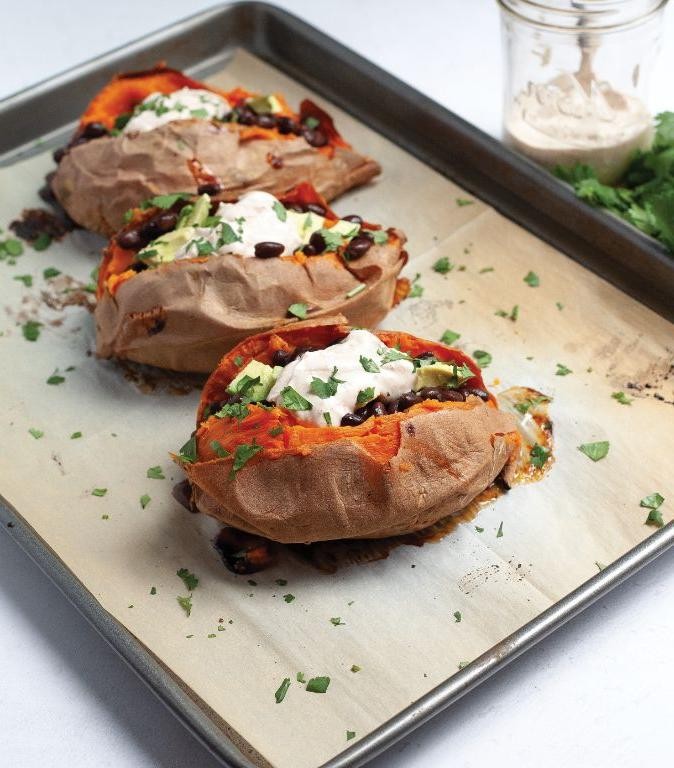 Baked Sweet Potato with Black Beans and Greek Yogurt