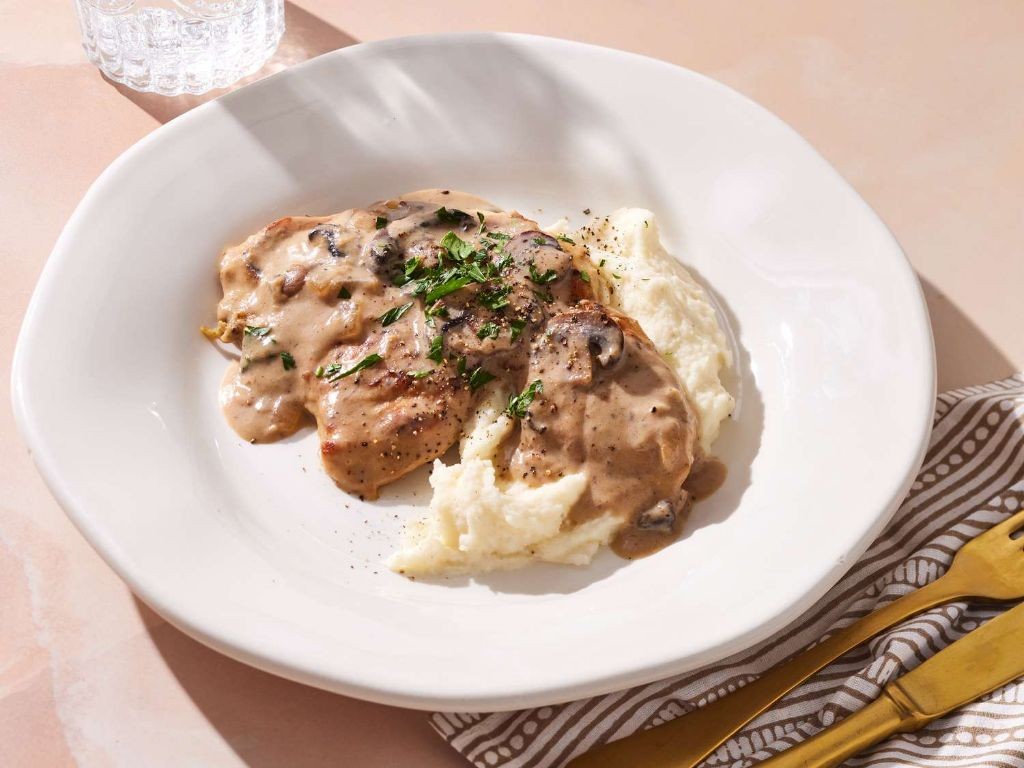 Baked Turkey Cutlets with Mushroom Gravy