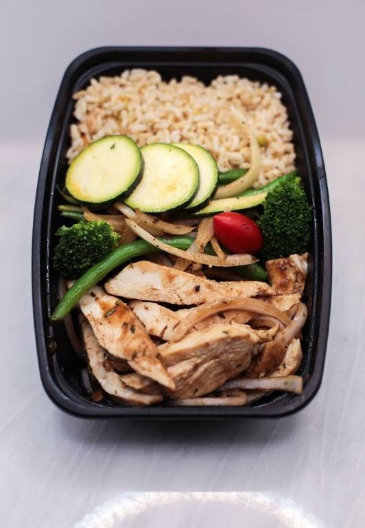 Balsamic Glazed Chicken with Brown Rice and Veggies