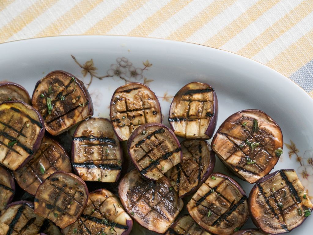 Balsamic Glazed Mini Eggplant Skewers