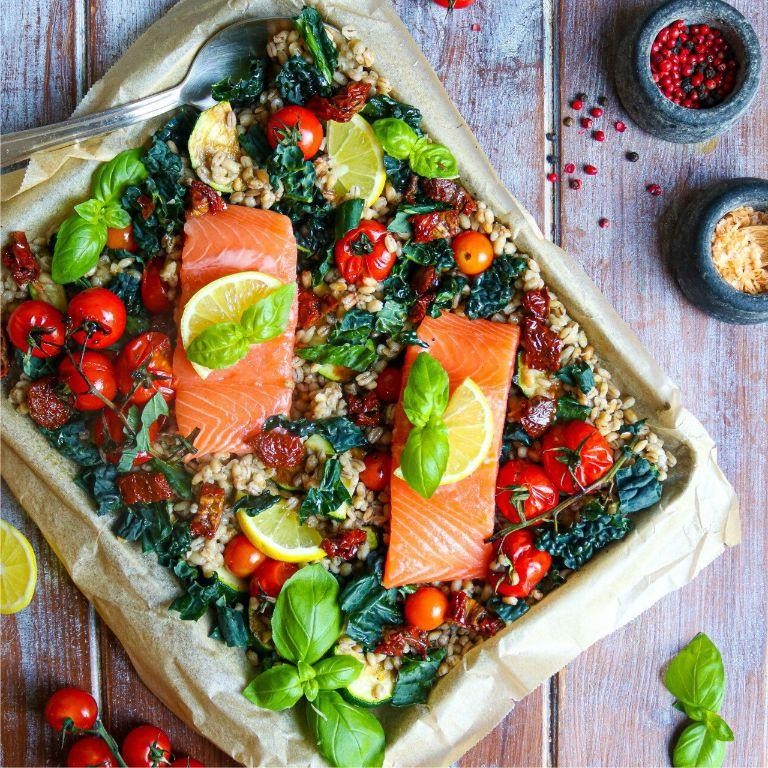 Balsamic Glazed Salmon with Roasted Vegetables