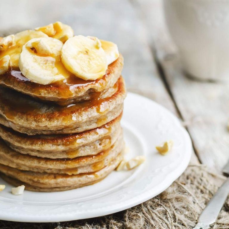 Banana Oat Protein Pancakes