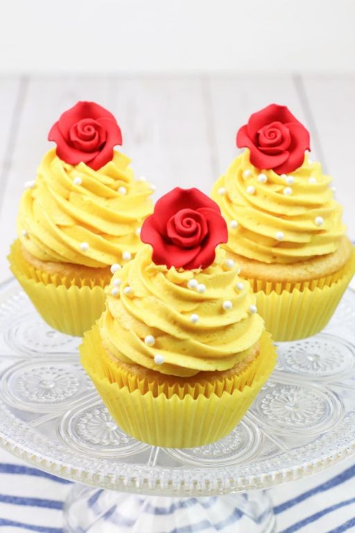 Beauty and the Beast Rose Cupcakes