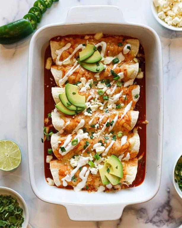 Beef Tinga Enchiladas with Queso Fresco