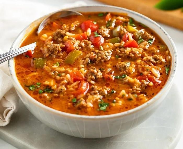 Beef and Cheese Stuffed Bell Pepper Soup