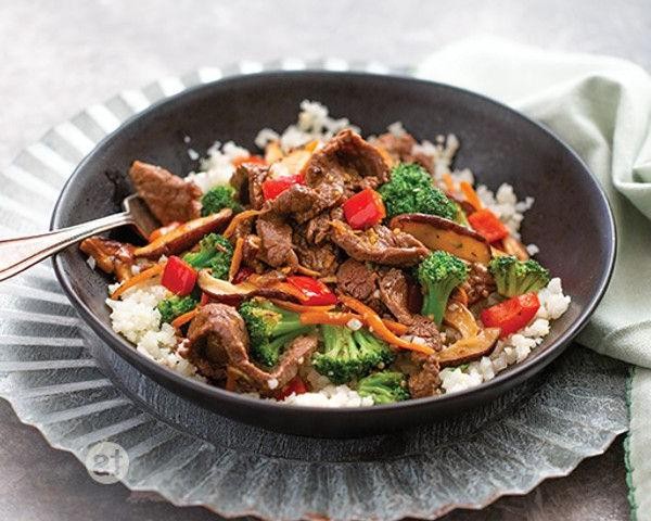 Beef and Mushroom Stir-Fry with Cauliflower Rice