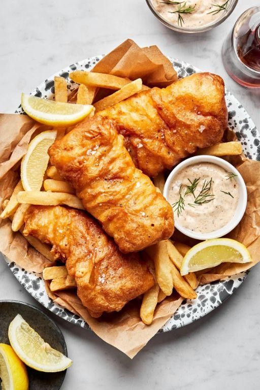 Beer-Battered Breaded Cod and Chips