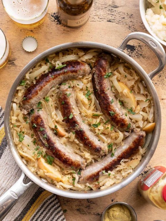 Beer-Braised Sausage and Sauerkraut