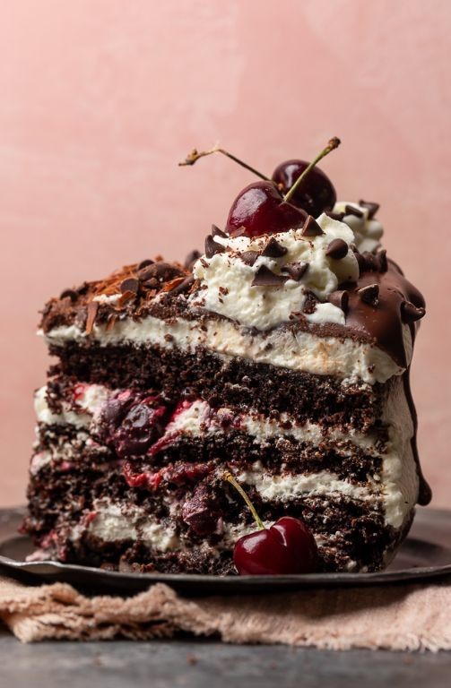 Black Forest Cake with Cherries and Cream