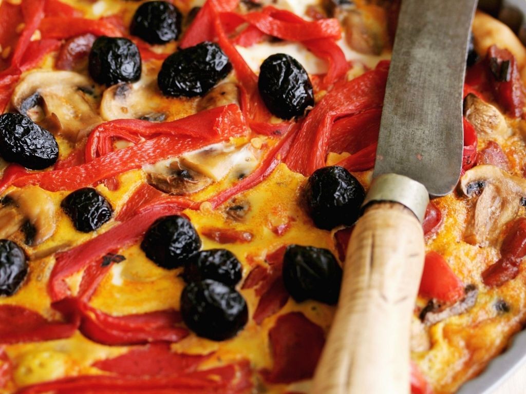 Black Olive and Red Pepper Quiche