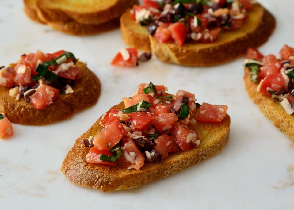 Black Olive and Tomato Bruschetta