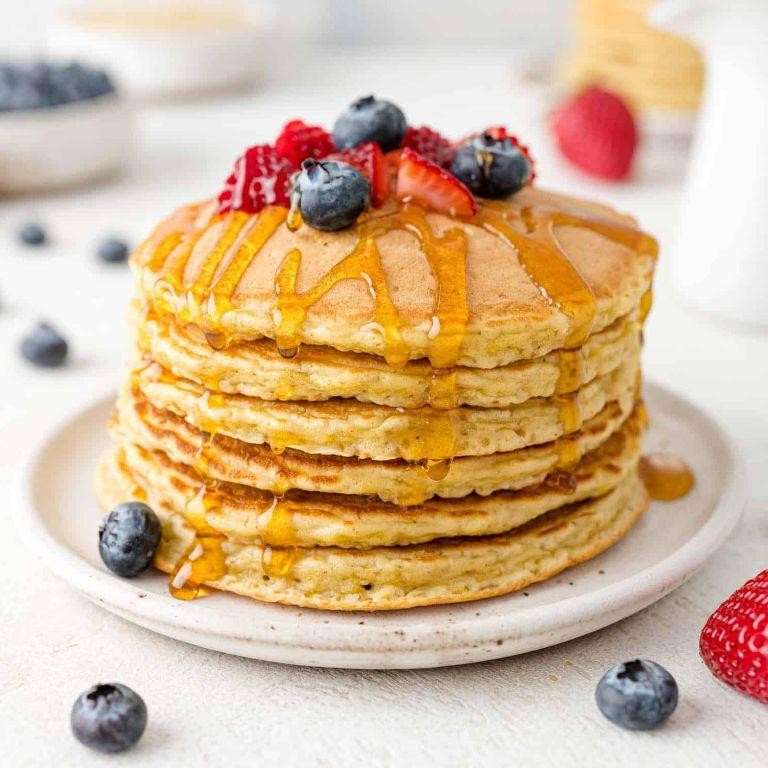 Black Quinoa Pancakes with Maple Syrup