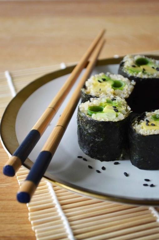 Black Quinoa Sushi Rolls with Avocado and Cucumber
