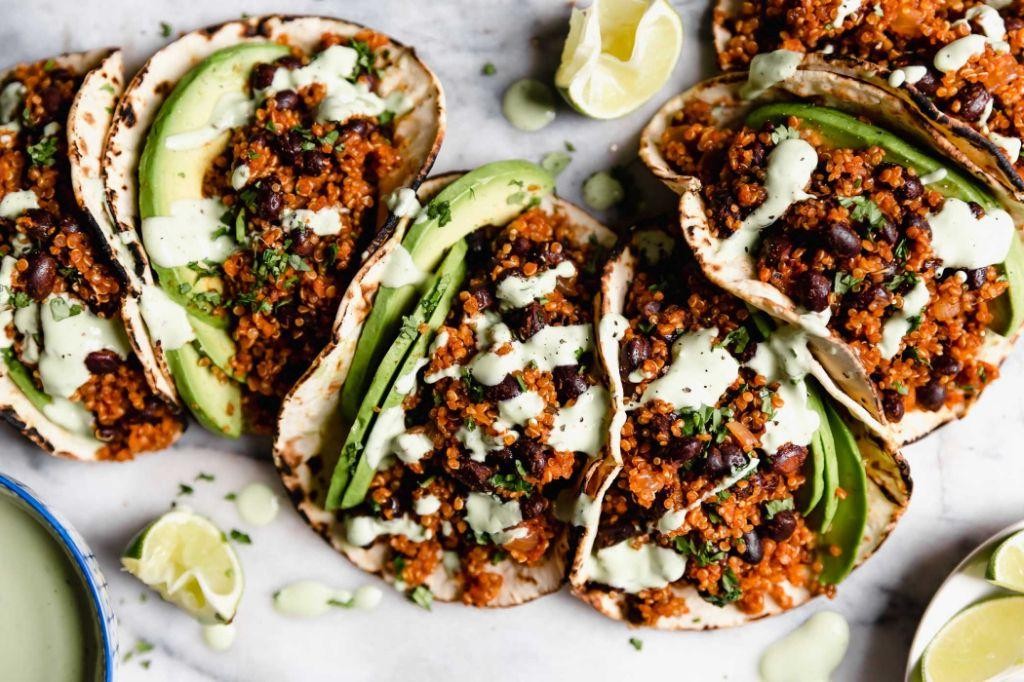 Black Quinoa and Black Bean Tacos