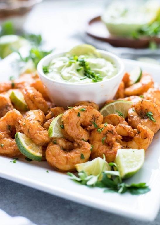Blackened Breaded Shrimp with Avocado Ranch