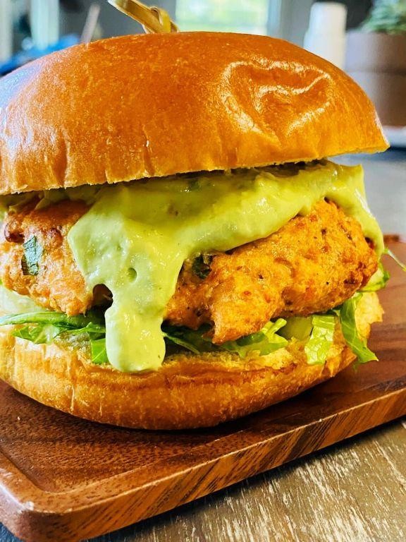 Blackstone Salmon Burgers with Avocado Aioli