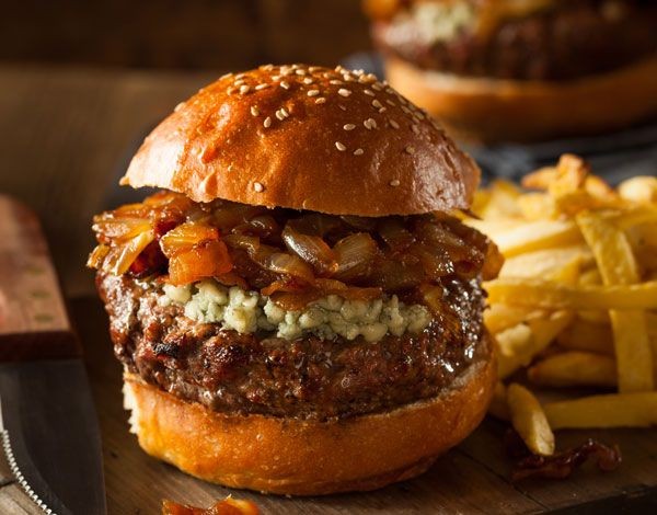 Blue Cheese and Caramelized Onion Burgers