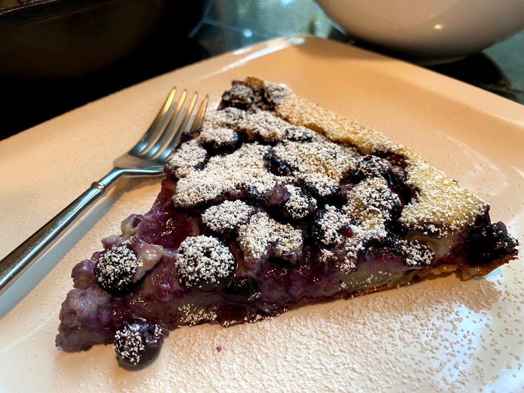 Blueberry Clafoutis with Powdered Sugar