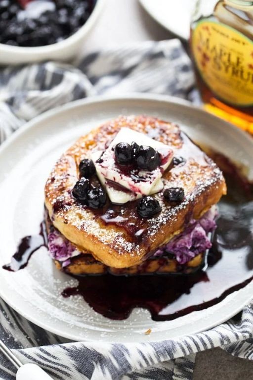 Blueberry Cream Cheese Stuffed French Toast for One