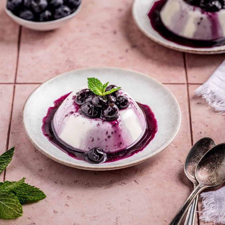 Blueberry Panna Cotta with Berry Coulis