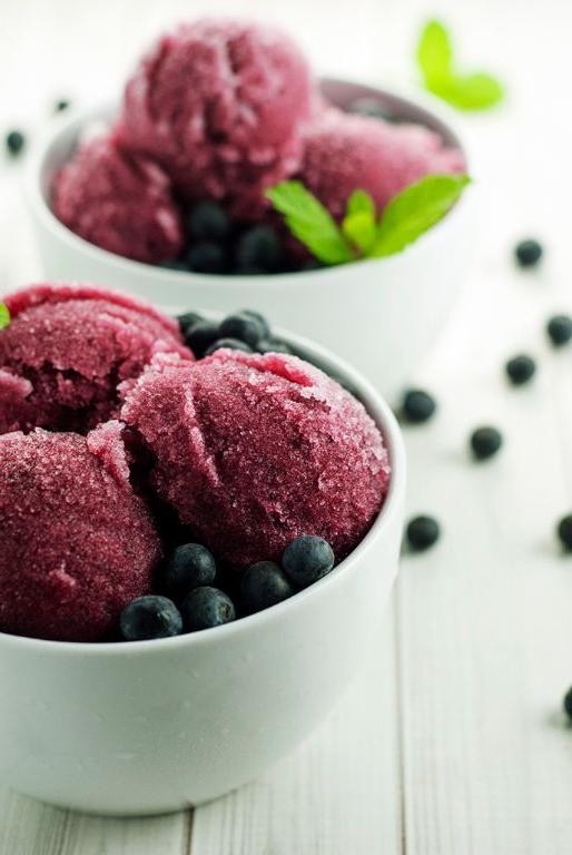 Blueberry Sorbet with Fresh Mint