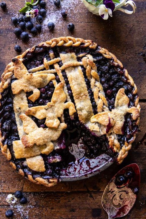 Blueberry and Lavender Pie with Honey Drizzle