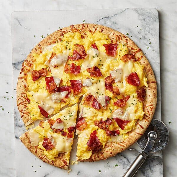 Breakfast Pizza with Bacon and Scrambled Eggs