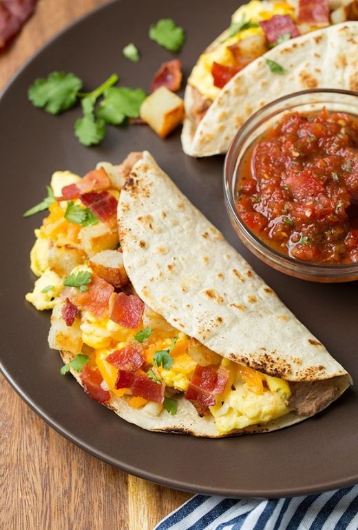 Breakfast Tacos with Scrambled Eggs and Salsa