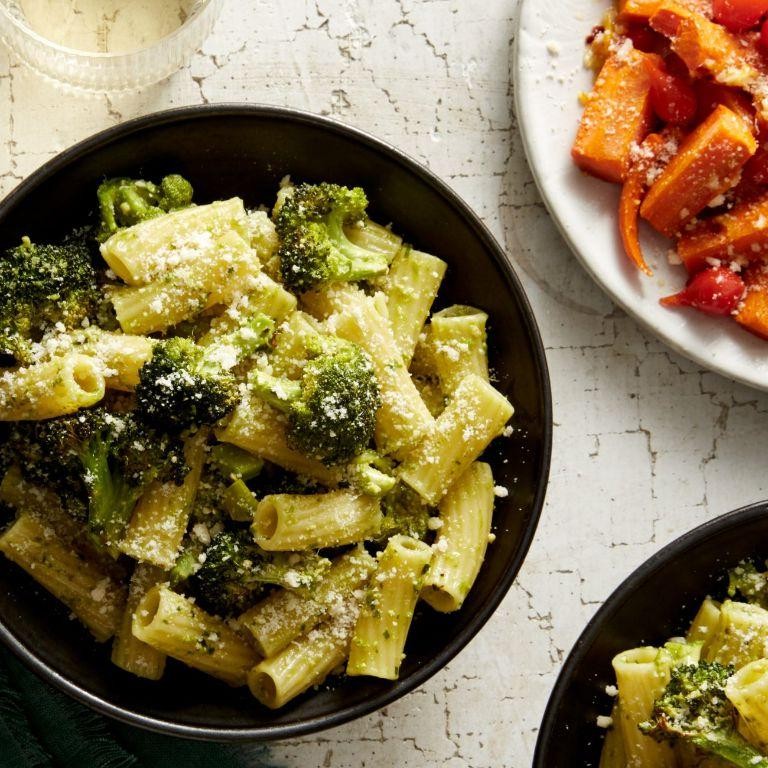 Broccoli and Carrot Pasta with Pesto Sauce